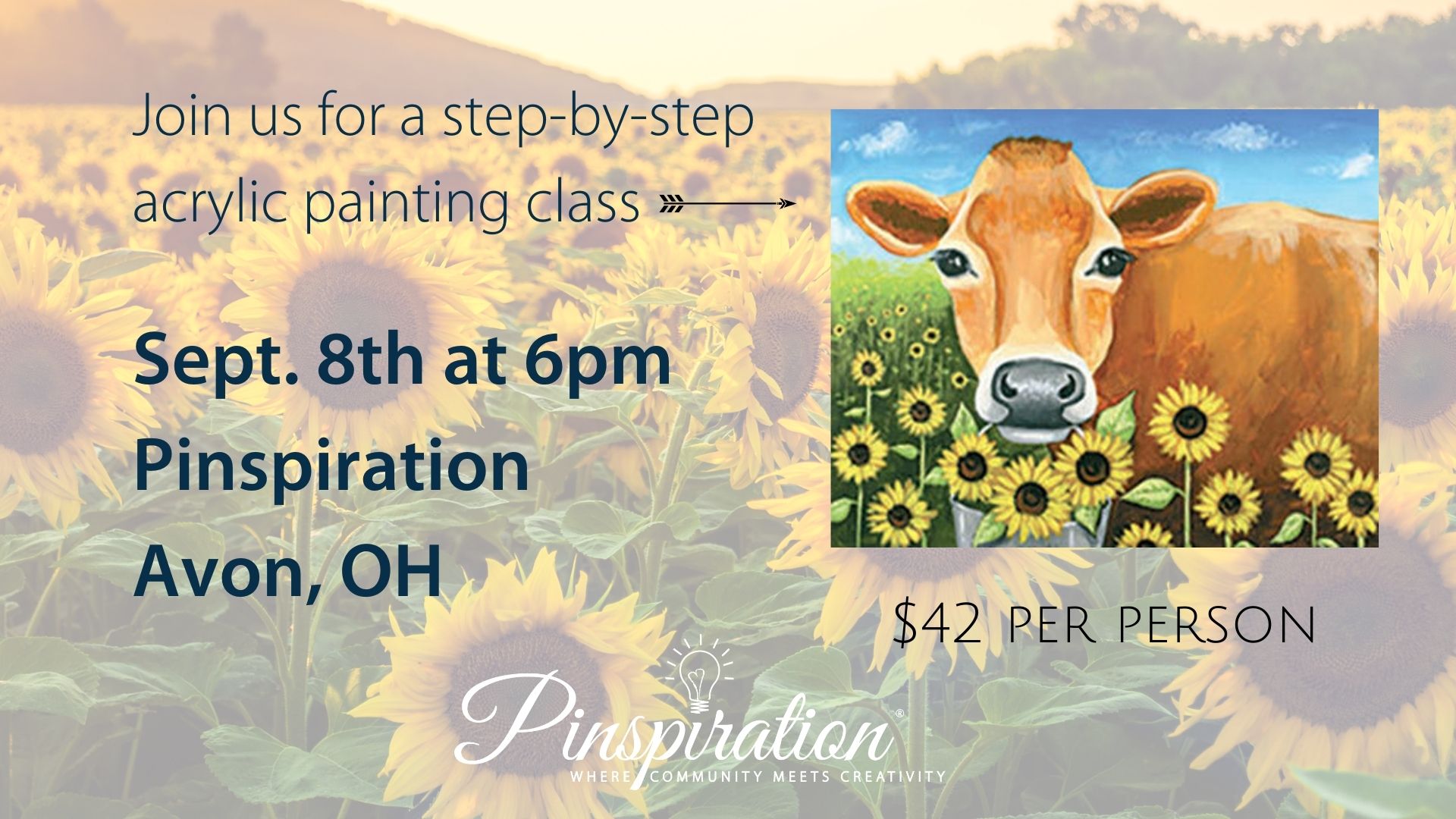 Acrylic Painting Class | Sunflower Cow